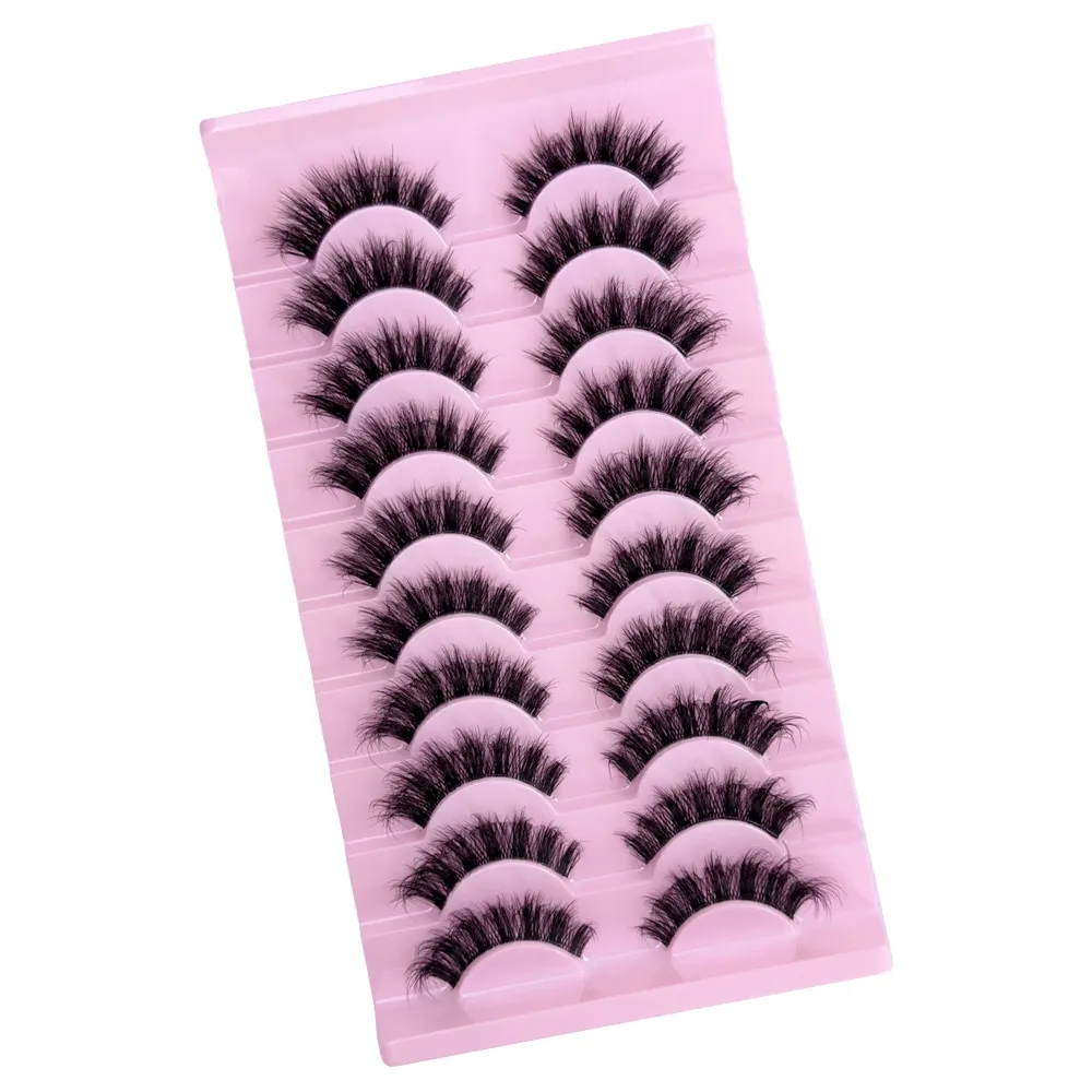 10 Pairs Fox Eye Strip Lashes – Natural Look Fluffy Voluminous False Eyelashes, Curly Wispy Lengthening Faux Mink Eye Lashes for Everyday Wear, Reusable